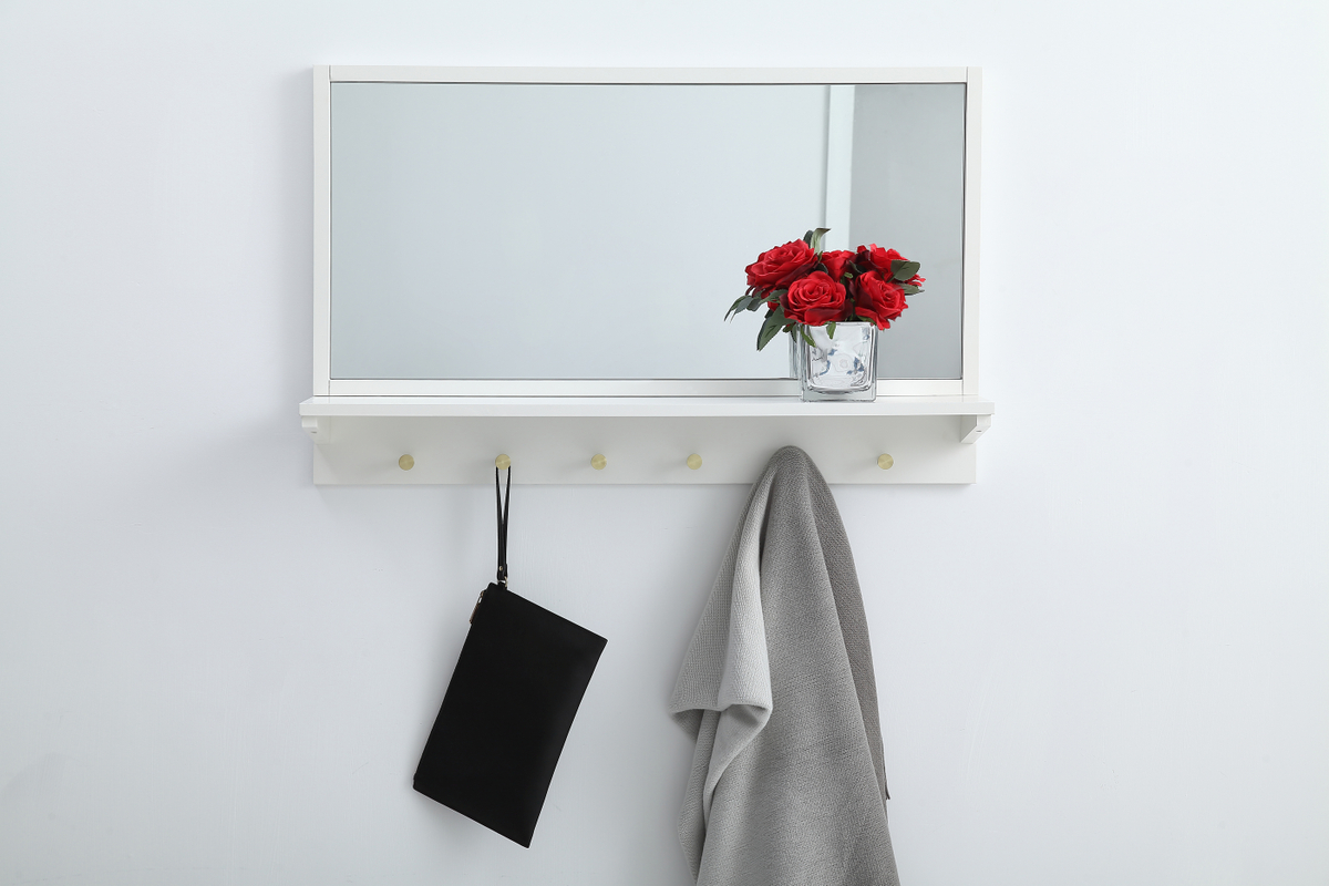 Entryway mirror with shelf 34 inch x 21 inch in white - Image 4