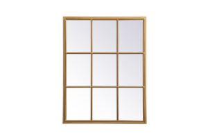 Metal windowpane mirror 28 inch x 36 inch in Brass