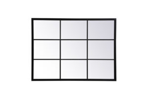 Metal windowpane mirror 36 inch x 48 inch in Black