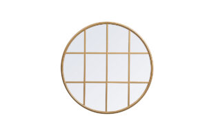 Metal windowpane mirror 32 inch x 32 inch in Brass