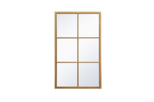 Metal windowpane mirror 24 inch x 40 inch in Brass