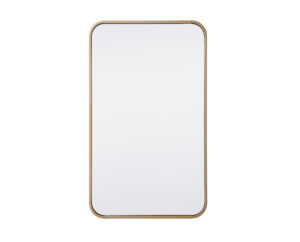 Soft corner metal rectangular mirror 18x30 inch in Brass