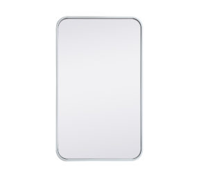 Soft corner metal rectangular mirror 18x30 inch in White