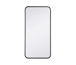 Soft corner metal rectangular mirror 18x36 inch in Black