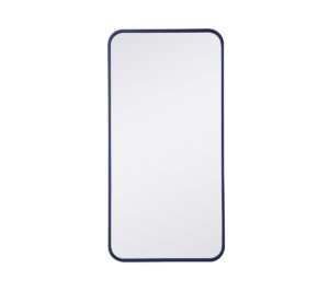 Soft corner metal rectangular mirror 18x36 inch in Blue