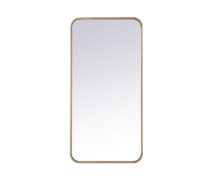 Soft corner metal rectangular mirror 18x36 inch in Brass