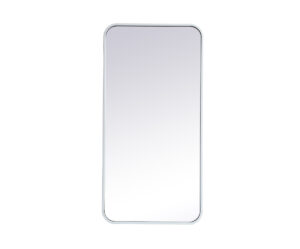 Soft corner metal rectangular mirror 18x36 inch in White