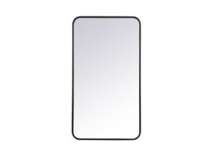Soft corner metal rectangular mirror 20x36 inch in Black