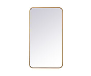 Soft corner metal rectangular mirror 20x36 inch in Brass