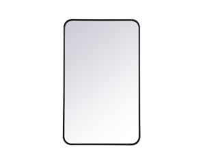 Soft corner metal rectangular mirror 22x36 inch in Black