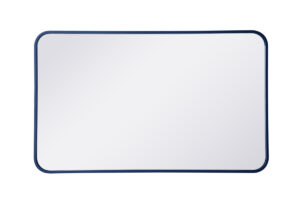 Soft corner metal rectangular mirror 22x36 inch in Blue