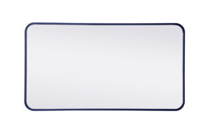 Soft corner metal rectangular mirror 22x40 inch in Blue