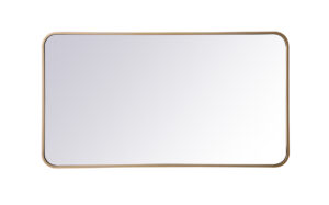 Soft corner metal rectangular mirror 22x40 inch in Brass