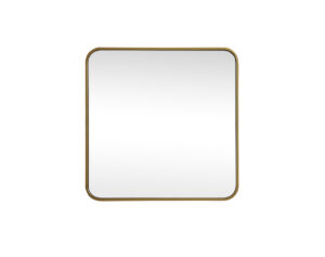 Soft corner metal square mirror 24x24 inch in Brass