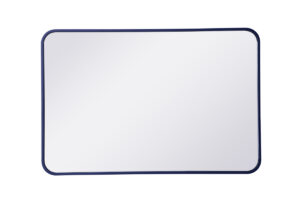 Soft corner metal rectangular mirror 24x36 inch in Blue