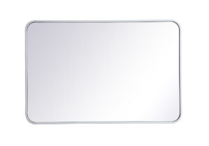 Soft corner metal rectangular mirror 24x36 inch in White