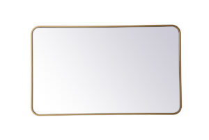 Soft corner metal rectangular mirror 24x40 inch in Brass