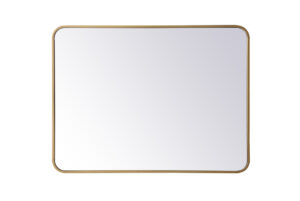 Soft corner metal rectangular mirror 27x36 inch in Brass