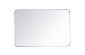 Soft corner metal rectangular mirror 27x40 inch in White
