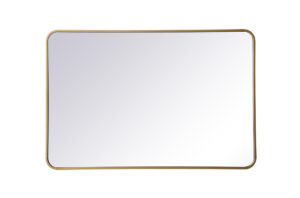 Soft corner metal rectangular mirror 28x42 inch in Brass