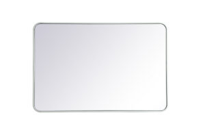 Soft corner metal rectangular mirror 28x42 inch in White