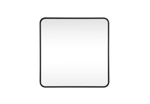 Soft corner metal square mirror 30x30 inch in Black