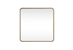 Soft corner metal square mirror 30x30 inch in Brass
