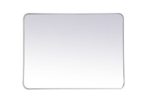 Soft corner metal rectangular mirror 30x40 inch in White