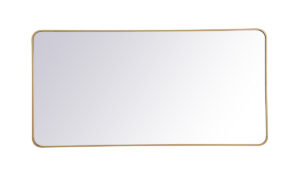 Soft corner metal rectangular mirror 30x60 inch in Brass