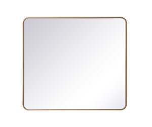 Soft corner metal rectangular mirror 36x40 inch in Brass