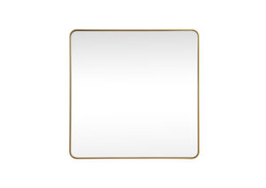 Soft corner metal square mirror 48x48 inch in Brass