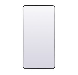 Soft Corner Metal Rectangle Full Length Mirror 30x60 Inch in Black