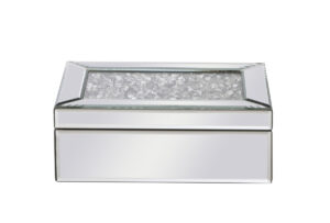 10 inch Rectangle Crystal Jewelry Box Silver Royal Cut Crystal