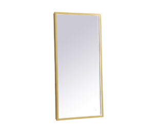 Pier 18x36 inch LED mirror with adjustable color temperature 3000K/4200K/6400K in brass