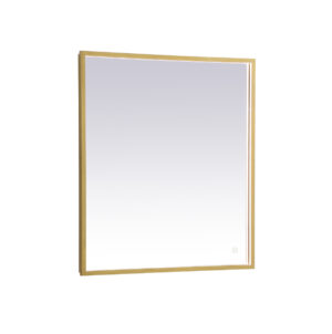 Pier 27x30 inch LED mirror with adjustable color temperature 3000K/4200K/6400K in brass