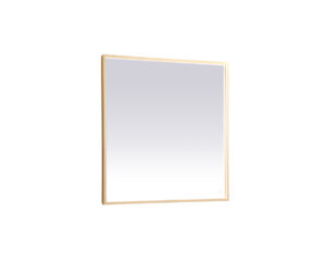 Pier 36x36 inch LED mirror with adjustable color temperature 3000K/4200K/6400K in brass
