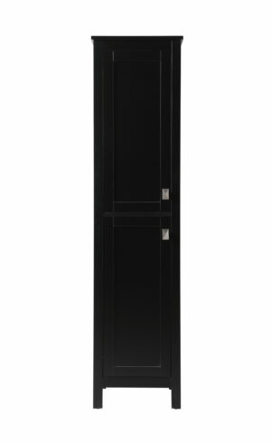 16 Inch Wide Bathroom Linen Storage Freestanding Cabinet In Black