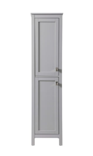 16 Inch Wide Bathroom Linen Storage Freestanding Cabinet In Grey