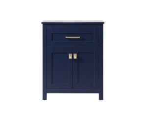 24 Inch Wide Bathroom Storage Freestanding Cabinet In Blue