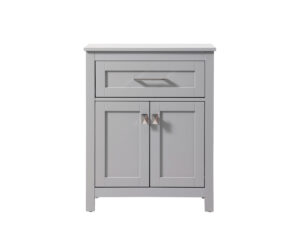 24 Inch Wide Bathroom Storage Freestanding Cabinet In Grey
