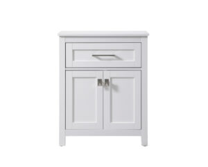 24 Inch Wide Bathroom Storage Freestanding Cabinet In White