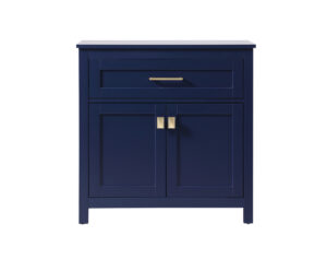 30 Inch Wide Bathroom Storage Freestanding Cabinet In Blue