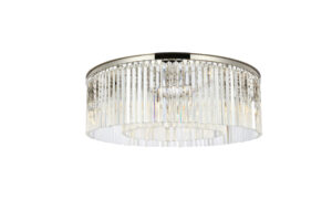 Sydney 10 light polished nickel Flush Mount Clear Royal Cut Crystal