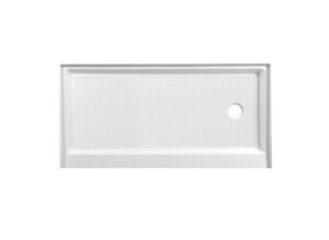 60x30 inch Single threshold shower tray right drain in glossy white