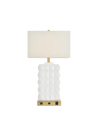 Brio Collection 1-Light Brushed Brass and frosted white Finish Table Lamp