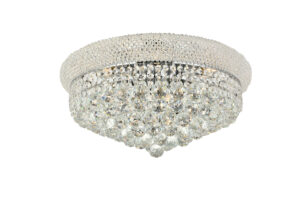 Primo 10 light Chrome Flush Mount Clear Royal Cut Crystal