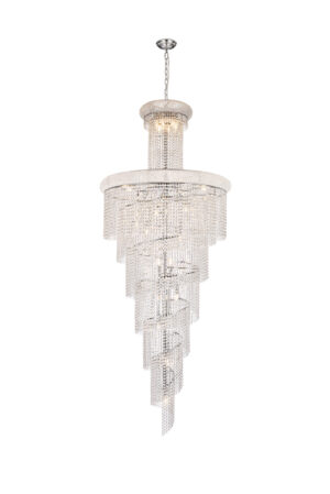 Spiral 32 light Chrome Chandelier Clear Royal Cut Crystal