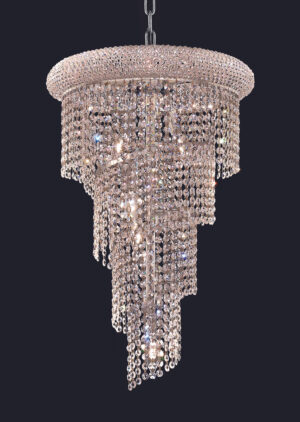 Spiral 8 light Chrome Pendant Clear Royal Cut Crystal