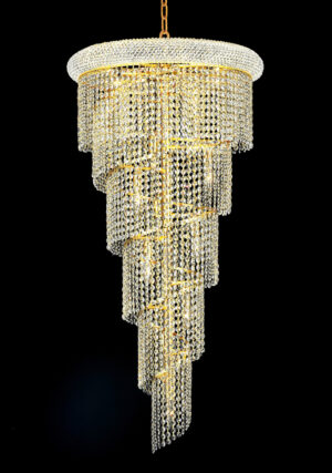 Spiral 18 light Gold Chandelier Clear Royal Cut Crystal