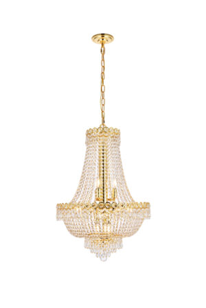 Century 12 light Gold Chandelier Clear Royal Cut Crystal